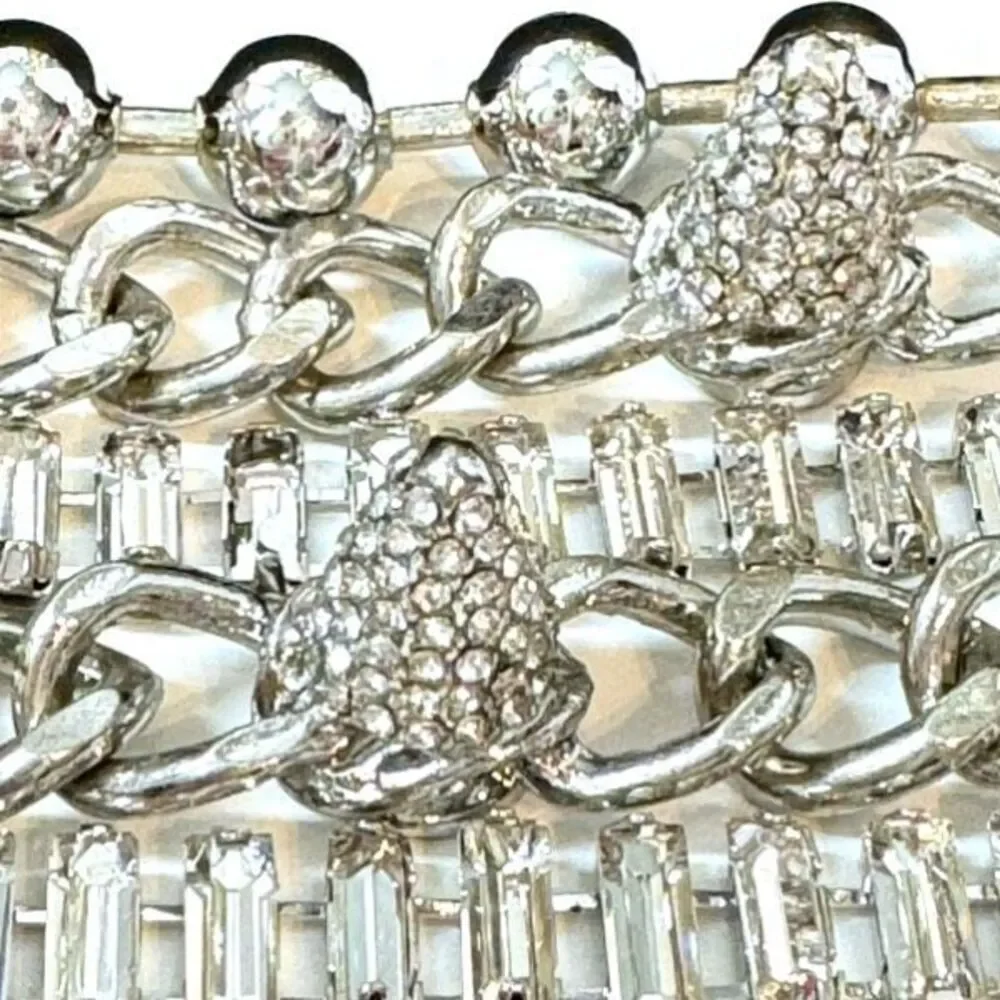 NBD Layered Bracelet in Silver Rhinestone Pave Studs Chunky REVOLVE Jewelry
